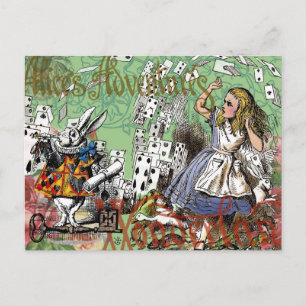 alice cartes d'aventure merveilleux chapeau lapin