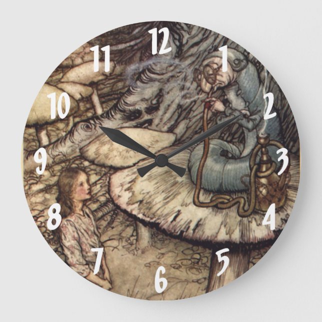 Alice & Caterpillar Arthur Rackham Horloge murale (Recto)