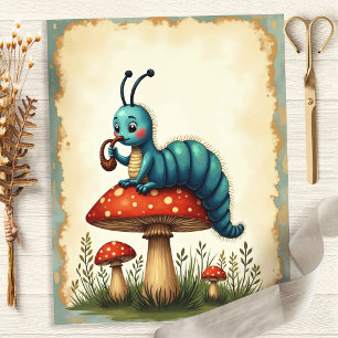 Alice Chenille sur Papier de Scrapbook Champignon
