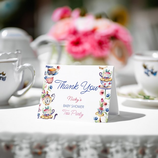 Alice dans le carte de remerciements baby shower d (Alice in wonderland baby shower thank you card elegant baby shower tea party thank you card)