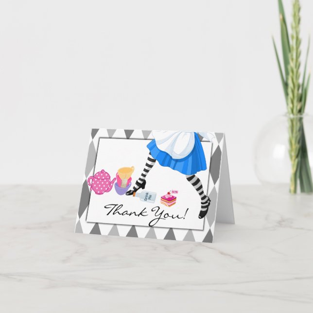 Alice dans le carte de remerciements du pays des (Devant)