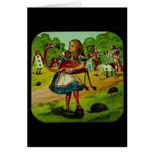 Alice dans le croquet de Flamant rose du pays des