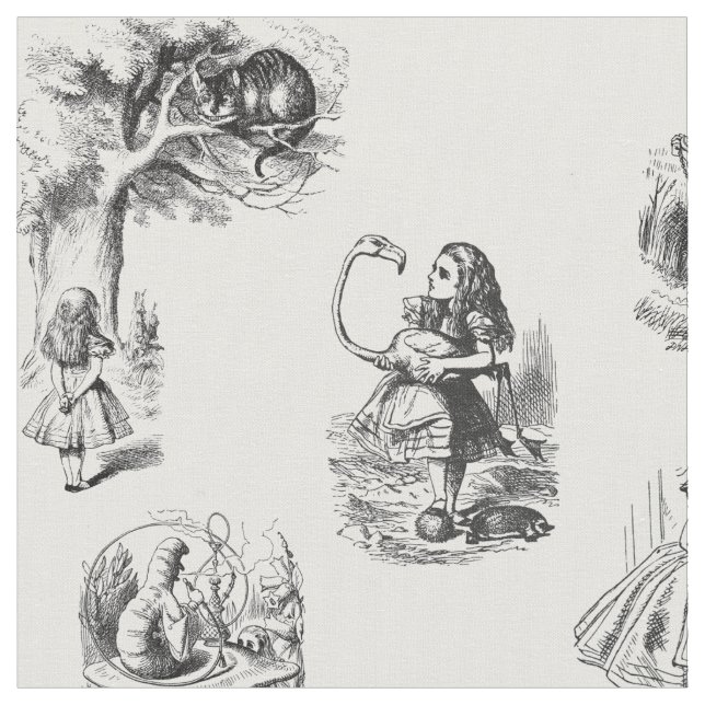 Alice dans le tissu noir et blanc du pays des (Fermer)