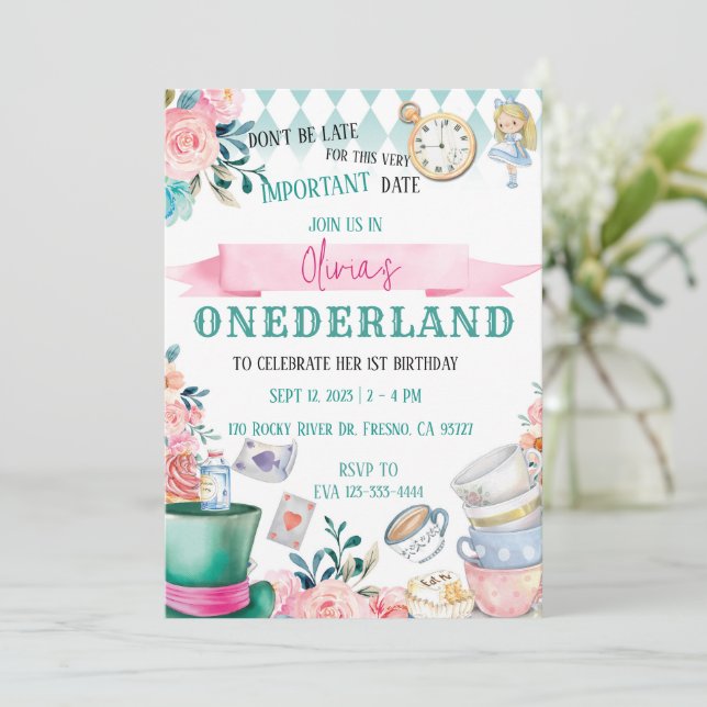 Alice dans l'Onederland Wonderland Invitation d'an (Debout devant)