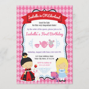 Alice dans ONEderland Invitation d'anniversaire