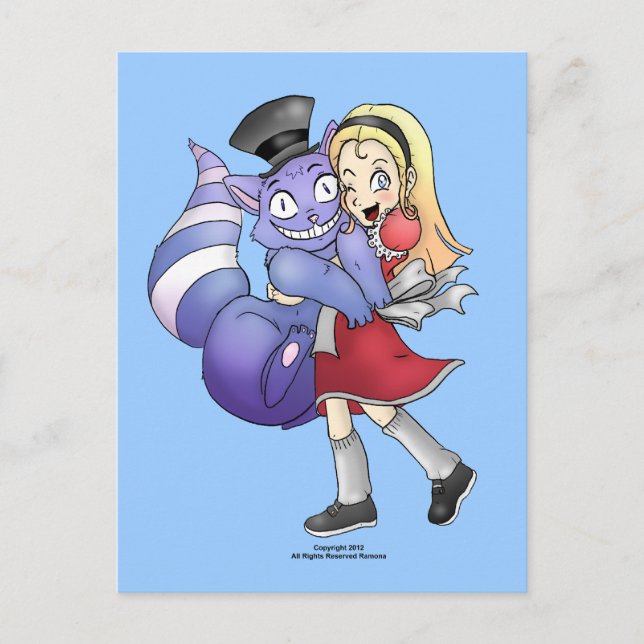 Alice et les cartes postales Cheshire Cat (Devant)