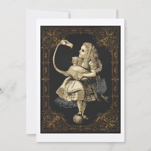 Alice & Flamant rose Alice Wonderland Invitation d (Devant)