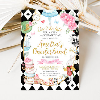 Alice in Onederland Birthday Invitation