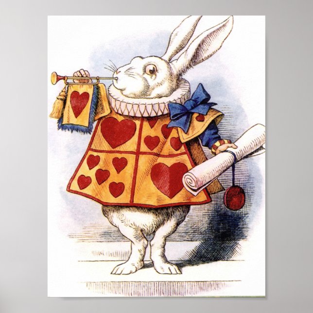 Alice In Wonderland Bunny Horn Hearts Poster (Devant)
