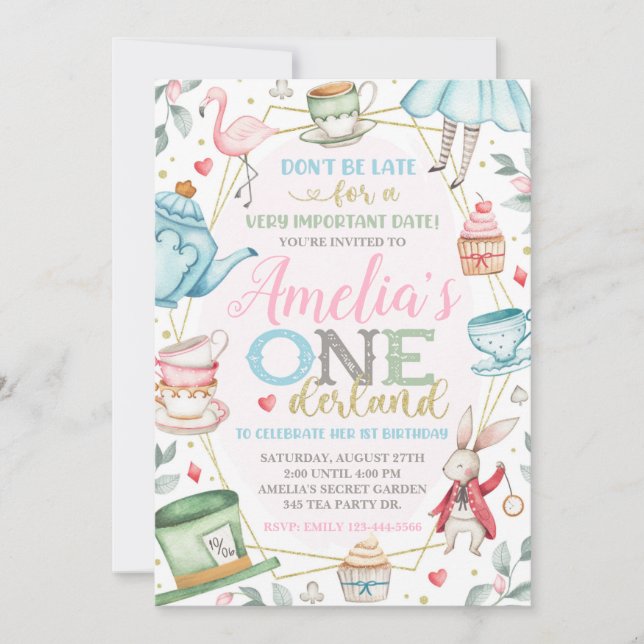 Alice in Wonderland Invitation, Invitation de l'On (Devant)