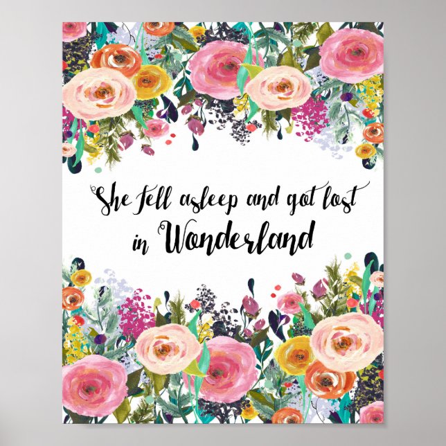 Alice in Wonderland, Nursery Quote Print, Poster (Devant)