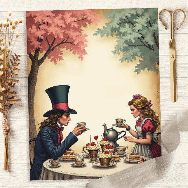 Alice Mad Hatter Tea Party Scrapbook Paper (Créateur téléchargé)