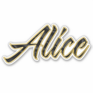 Alice noir or lettrage Autocollant Sticker