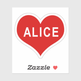 ALICE NOM Red Love Heart Vinyl Sticker