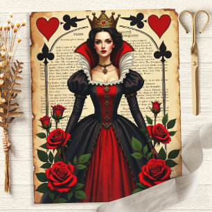 Alice Reine de Coeur Roses Rouges Papier Scrapbook