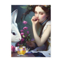 Alice Tea Party Avec Carte Postale Rabbit