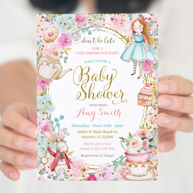 Alice Tea Party Baby shower Invitation (Créateur téléchargé)