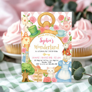 Alice Tea Party Wonderland Anniversaire Invitation