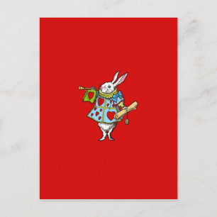 Alice Wonderland ~ Carte Postale Rabbit Coeurs rou