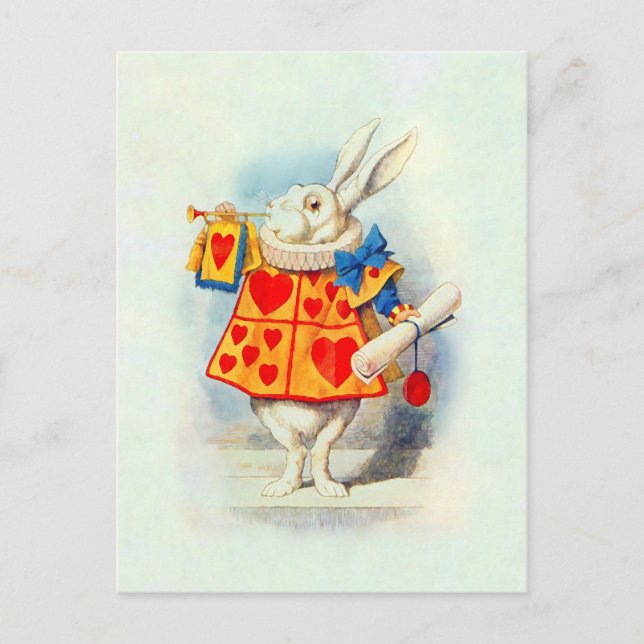 Alice Wonderland ~ Carte Postale Rabbit Coeurs rou (Devant)