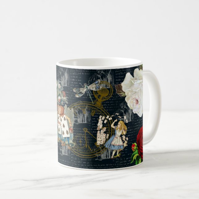 Alice Wonderland Cartes Roses Mug bleu littéraire (Devant droit)
