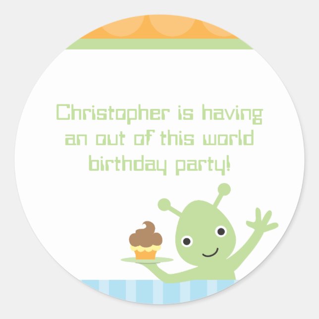 Alien avec les stickers de fête d'anniversaire du  (Devant)