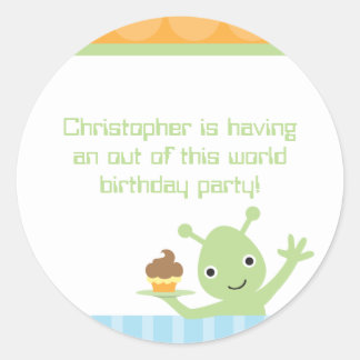 Alien avec les stickers de fête d'anniversaire du