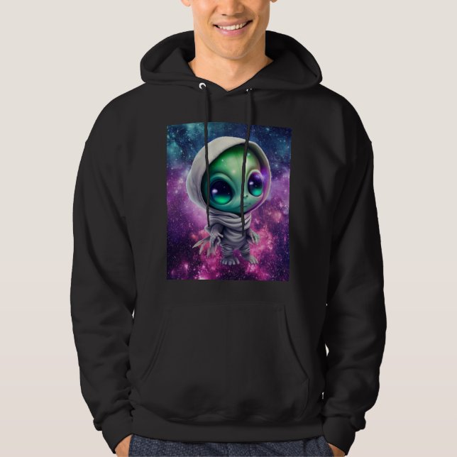 Alien Chibi Galaxy en Sweat - shirt à capuche (Devant)