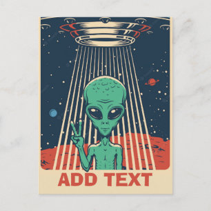 Alien comique, modifier le texte Carte postale