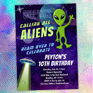 Alien de l'OVNI Invitation d'anniversaire