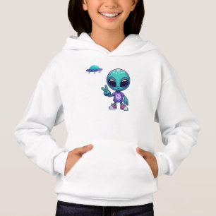 Alien de paix mignon et vaisseau spatial