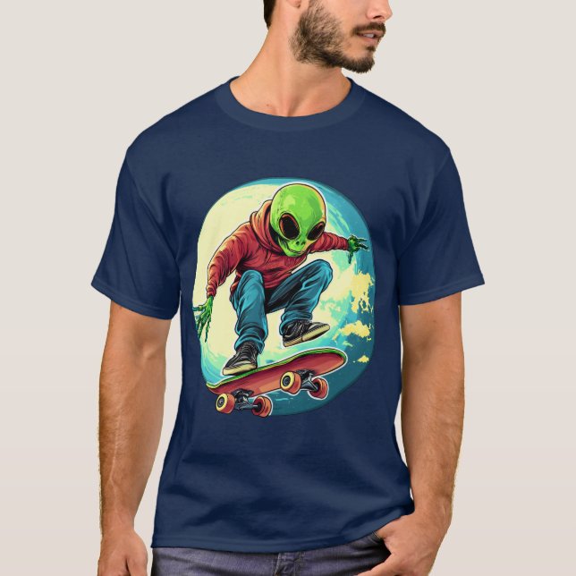 Alien de patinage / T-shirt Skateboarder (Devant)