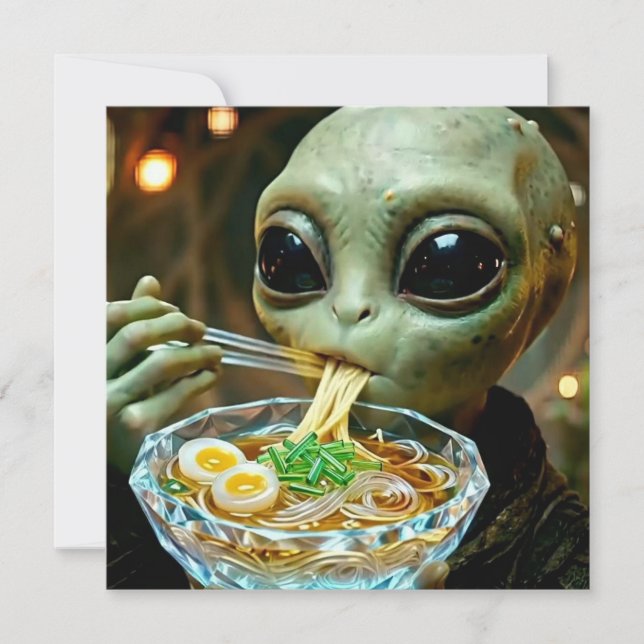 Alien drôle mangeant des nouilles Ramen (Devant)