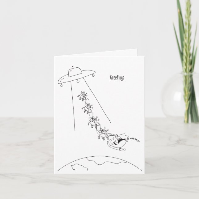 Alien enlèvement de la carte de Noël du Père Noël (Devant)