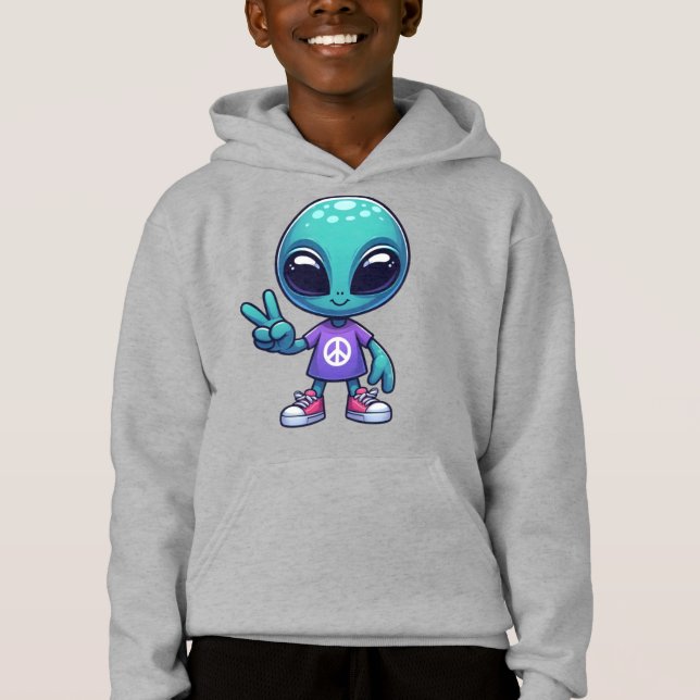 Alien et vaisseau spatial mignons de la paix (Devant)