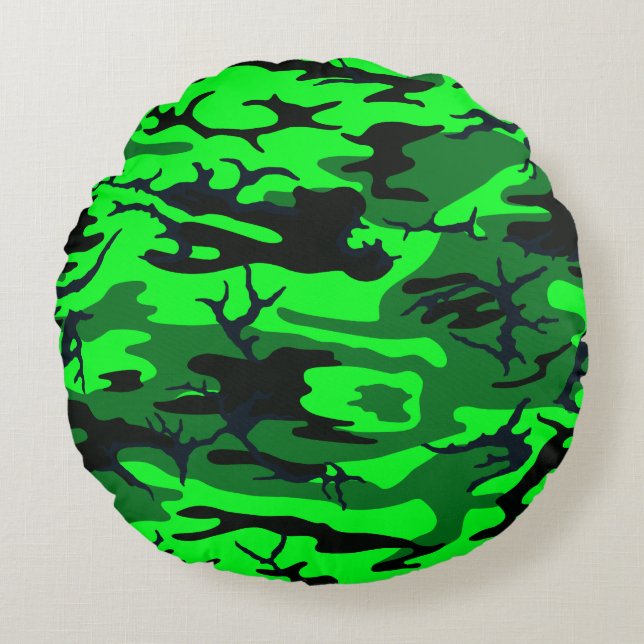 Alien Green Camo Round Coussin (Devant)