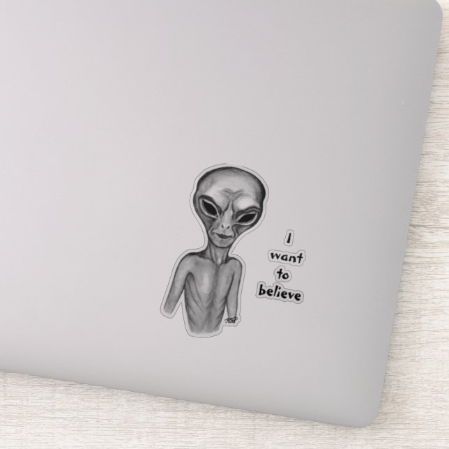 Alien gris, Je veux croire Sticker (Détail)