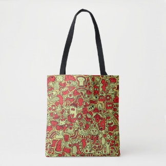 Alien rouge et orange et Sac fourre-tout d'art Doo