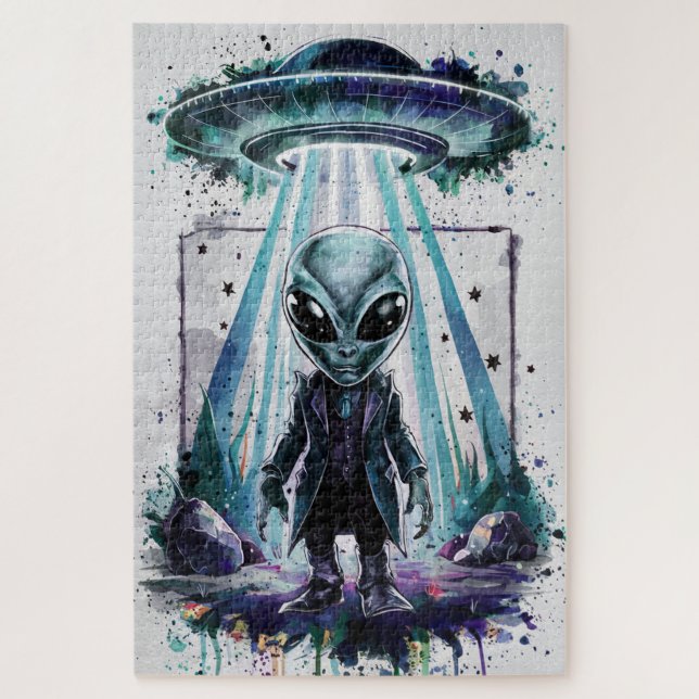 Alien sortant du puzzle UFO (Vertical)