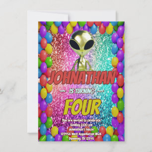 Alien Space UFO Rocket Ship invitation d'anniversa