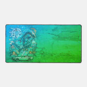 Alien Time Travel Desk Mat - Retro Pixel Art