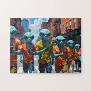 Alien Touristes Puzzle - UFO Selfie Jigsaw