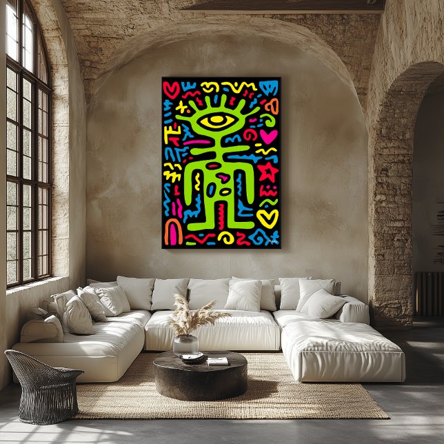 Alien Troisième Œil Vert – Art Mural Pop Art Néon  (Créateur téléchargé)