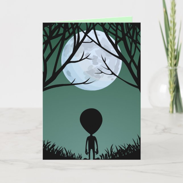 Aliens Art Cards Invitations Custom Halloween Card (Devant)