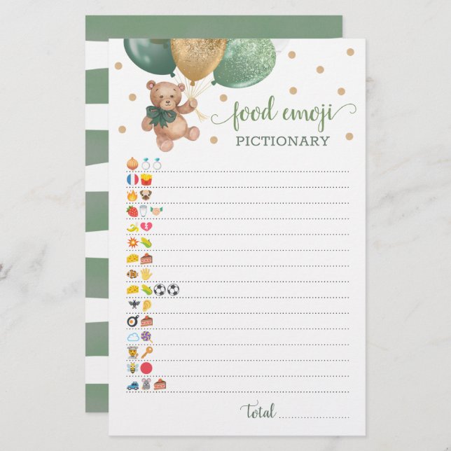 Alimentation Emoji Pictures jeu Sage Teddy Bear (Devant / Derrière)