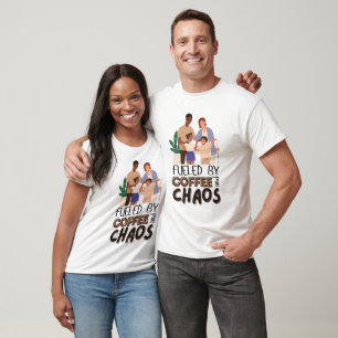 Alimenté par Café et Chaos - T-shirt parent amusan