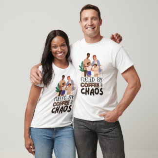 Alimenté par Café et Chaos - T-shirt parent amusan