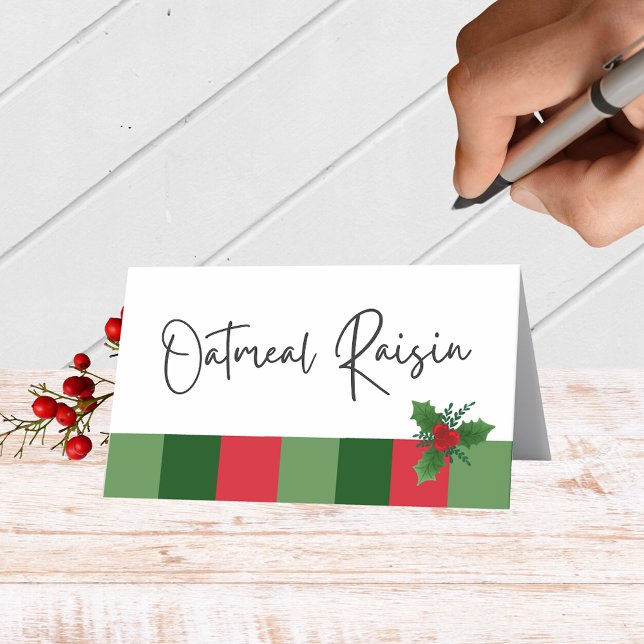 Aliments, boissons ou cartes de place Pliage Holly (Elegant Christmas Folding Label Cards for Food & Drink Labels, Place Cards, Contests and More)