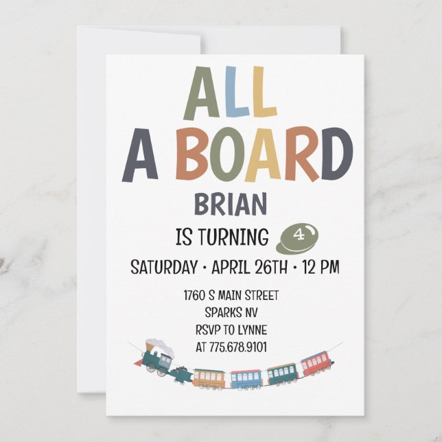 All Aboard Childs Birthday Invitation (Devant)