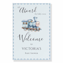 All Aboard the Baby Train Blue Baby Shower